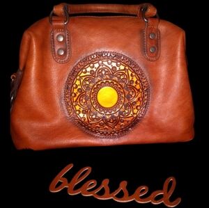 Brown leather Mandela Handbag